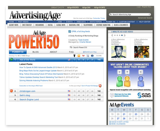 Ad Age Power 150 sample