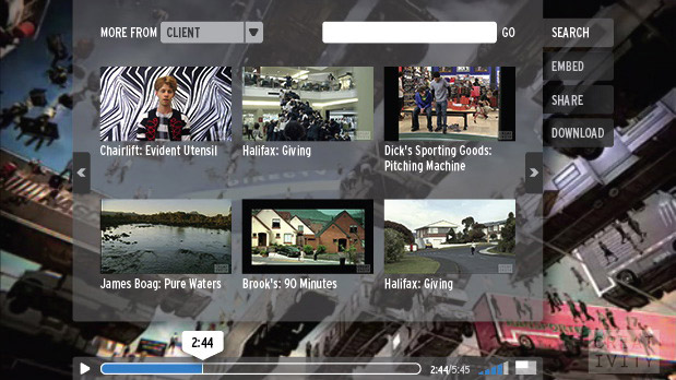 Archived Creativity video player showing recommendations, navigation, and translucent controls